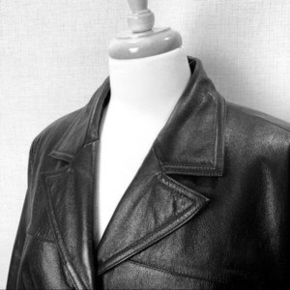 WILSON'S LEATHER Jacket Black Belted MAXIMA Size Large - Picture 4 of 8